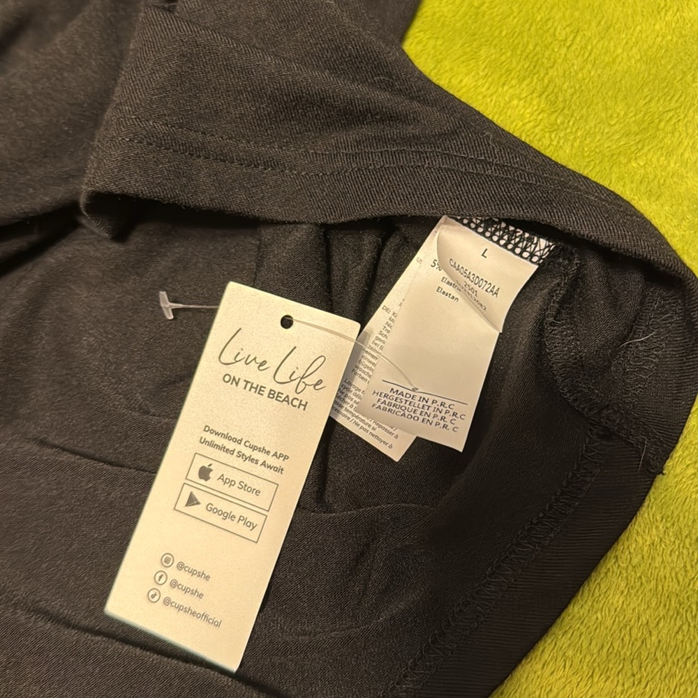 NWT Cupshe Knotted Wrap Midi Black Dress Sz Large - Picture 3 of 5